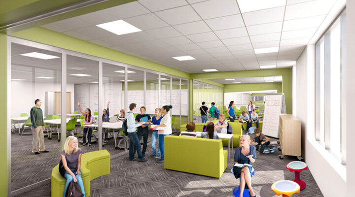 Kids in a green classroom