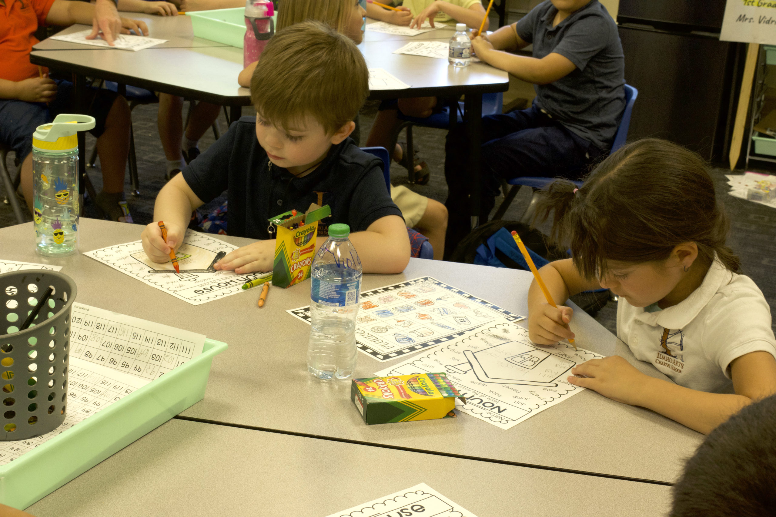 Students work on their nouns at Idaho Arts Charter School