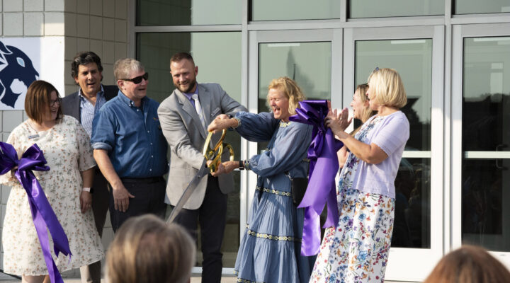 Michelle Ball and Brian Bingham cut the ribbon at Alturas Preparatory Academy