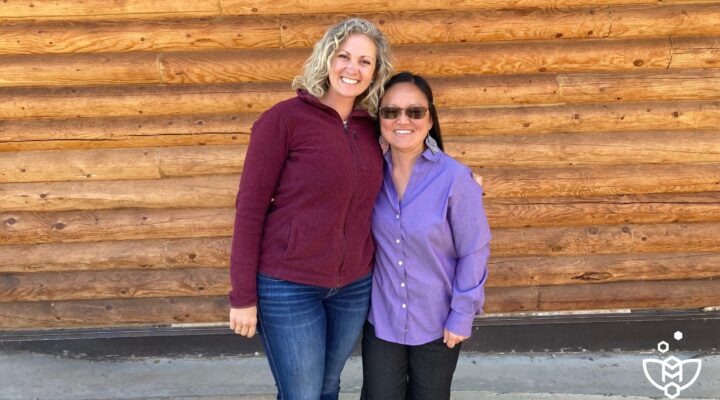 New school leaders Becky Smith an Amber Stark stand together